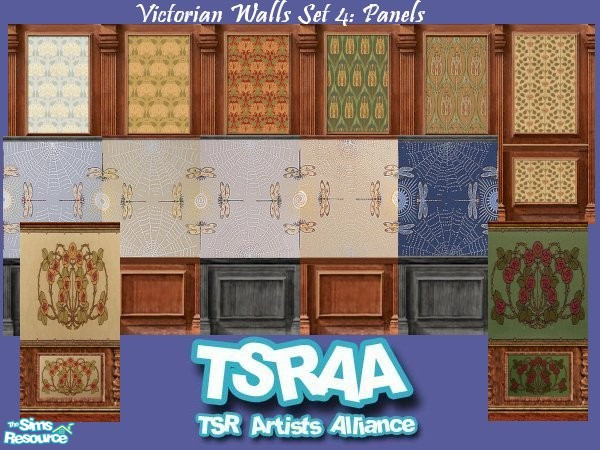 Sims 2 — Victorian Interiors Set 4: Panels by c_literati — Yet another set of seamless antique-style walls. TSRAA. 