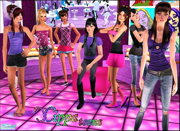 Sims 2 — Colour- Teens by cippa1982 — 7 outfits for your teens!!! Be sure to download all the required files mesh.