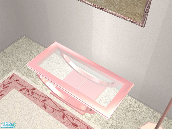 Sims 2 — Spell Living Pink - Coffee Table by detimgi — A pink and white recolor of the Spell living room