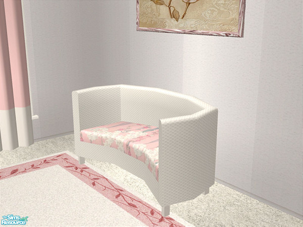 Sims 2 — Spell Living Pink - Loveseat by detimgi — A pink and white recolor of the Spell living room