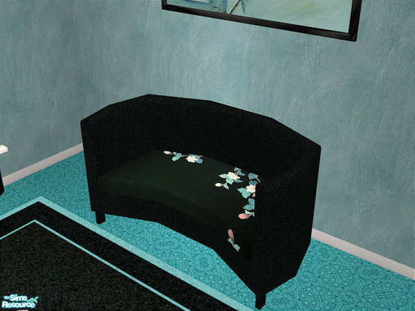 Sims 2 — Spell Living In Black-Loveseat by detimgi — Recolor of the Spell Living room in black and seafoam