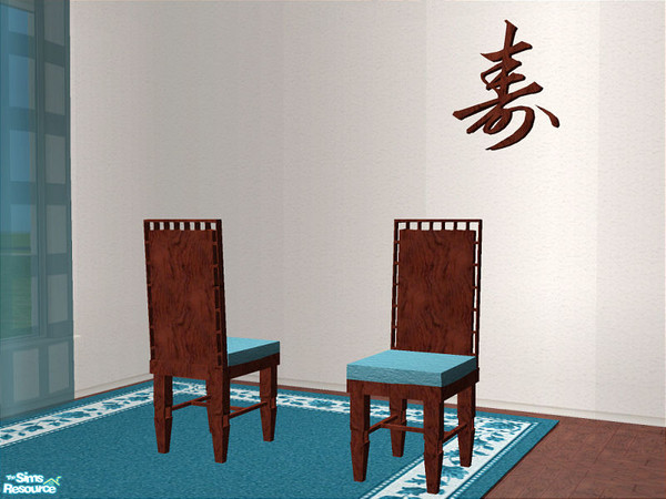 Sims 2 — Melu Dining - Chair by detimgi — New Dining room mesh set in rich wood contrasted by bright teal.Eight new