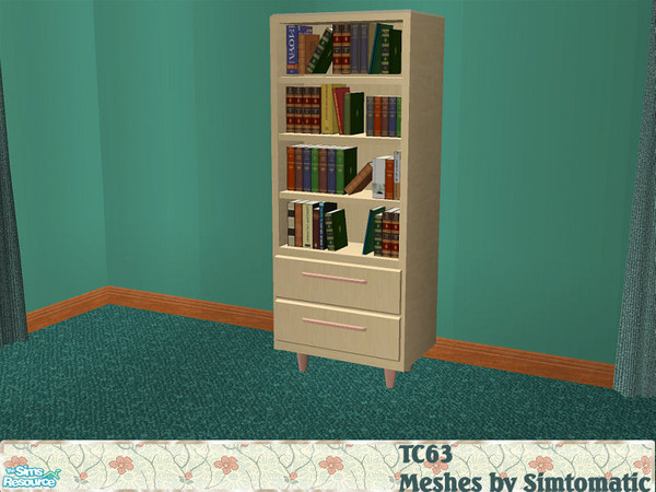 Sims 2 — TC 63 Serene Living - Bookcase by detimgi — A recolor of the Serene Living set by Simtomatic.Using textures by