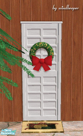 Sims 2 — Serenity xmas door by Windkeeper — *Jun 17/06 updated to remove shine* Serenity door with a holiday wreath. Uses