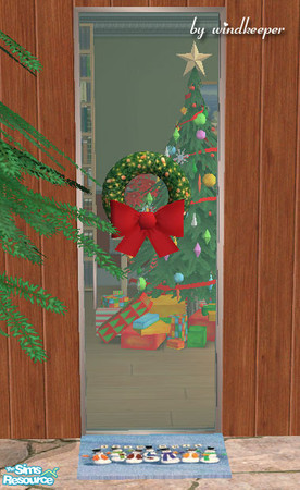 Sims 2 — Helios xmas door by Windkeeper — *Jun 17/06 updated to remove shine* Helios door with a holiday wreath. Uses all