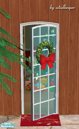 Sims 2 — Lafenetre loft xmas door by Windkeeper — *Jun 17/06 updated to remove shine* Lafenetre loft door with a holiday