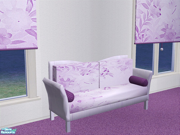 Sims 2 — Mandy's Living Room -loveseat by detimgi — Purple and white recolor of the ice living loveseat