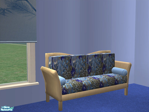 Sims 2 — Ice Living Room loveseat by detimgi — Calming blues and light wood