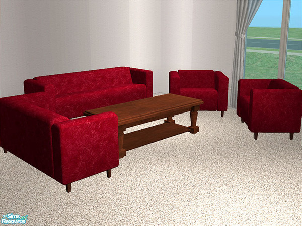Sims 2 — Satinistics Livingroom-Red by detimgi — Marbled red recolor of the Satinistics livingroom