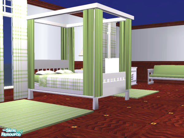 Sims 2 — Granny Apple Bedroom - Bedframe by detimgi — Recolor of dgandy's harrison bedframe.Canopy curtains pull texture