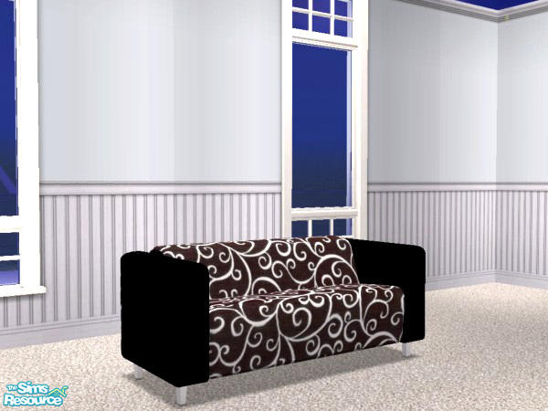 Sims 2 — Little Sofa - Black and White by detimgi — Black and white pattern recolor of the maxis satinistic loveseat