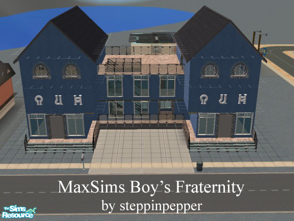 Sims 2 — MaxSims Boys Fraternity by steppinpepper — Fraternity house for boys. 8 rooms, 2 car driveway, Unfurnished with