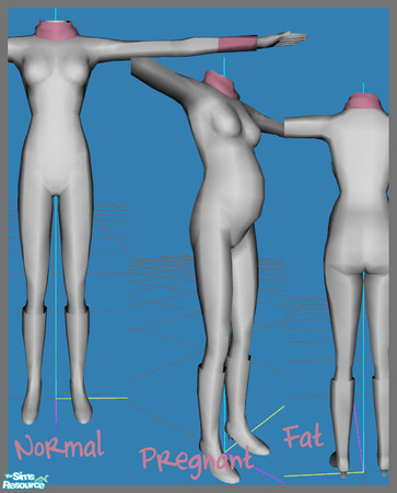 Sims 2 — Autumn -  Mesh by simal10 — Mesh file with pregnant and fat morph. Pink parts are alpha editable. Recolors are