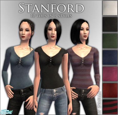 Sims 2 — Stanford - Seperate tops for Women by zvaella — Seperate tops for women, in 3 styles and 10 colors. On a great
