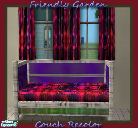 Sims 2 — Love Seated Purple by TearsRain — Love Seat is recolored for the Friendly Garden Set found on The Parsimonious