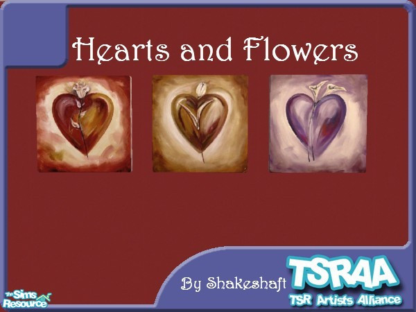 Sims 2 — Hearts and Flowers by Shakeshaft — A set of 3 Hearts and Flowers Prints. ** TSRAA Member **