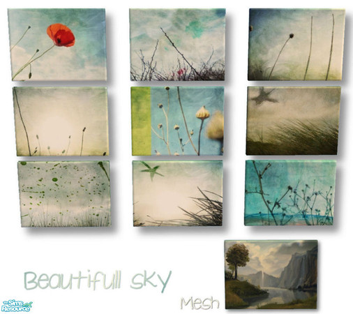 Sims 2 — Beautifull sky - painting recolors by mirake — Mesh is a \"free time\" Maxis one, but the textures