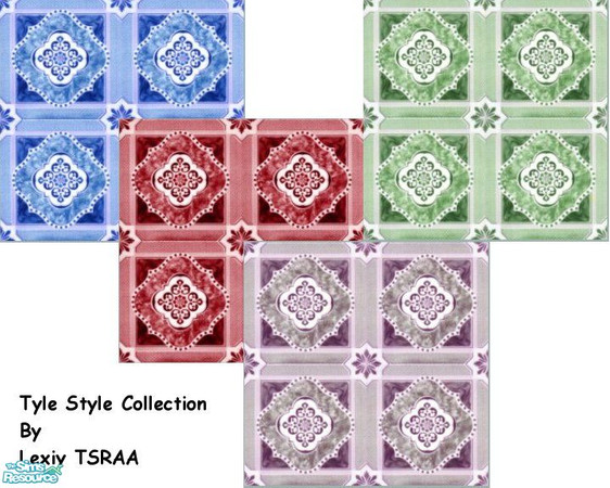 Sims 2 — Tyle Style Collection by Lexiy — Beautiful ceramic tile in 4 colors.
