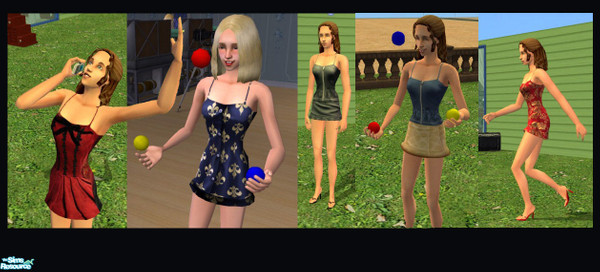 Sims 2 — Minidresses in Maxis textures (mostly) by w33n4r — 5 sexy minidresses, 4 of which are based on Maxis textures.