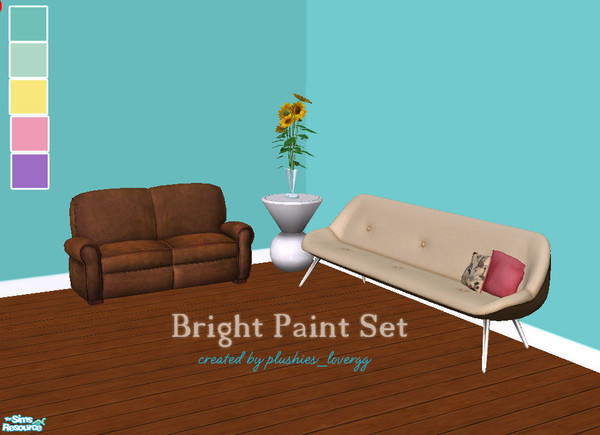 Sims 2 — Bright Paints - Set by plushies_lovergg — A set of five bright colors for your Sim\'s walls including Turquoise,