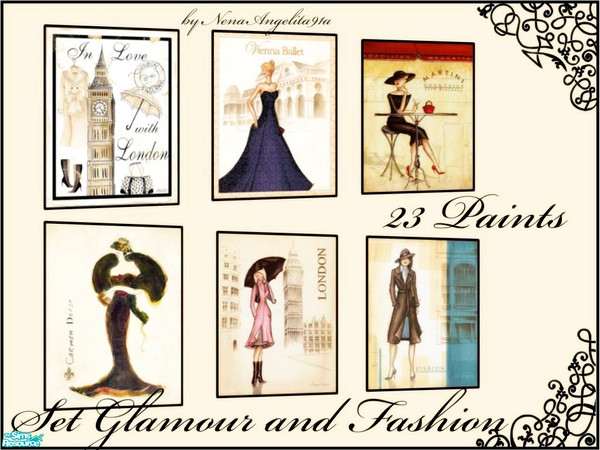 Sims 2 — Set Glamour and Fashion by NenaAngelita91a — This set have 23 paints. I hope you like!!!!