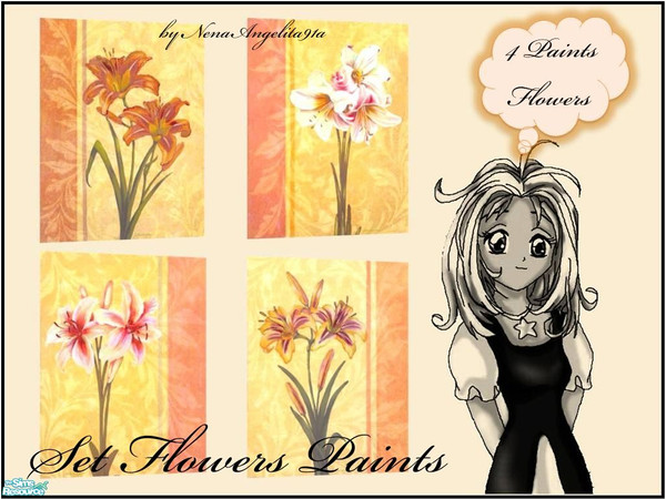 Sims 2 — Set Flowers Paints by NenaAngelita91a — This set have 4 paints. I hope you like!!!!!!!!!!!!!!!!!