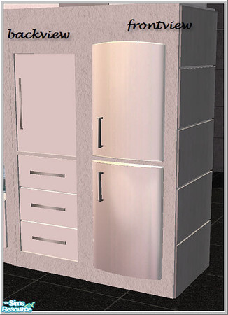 Sims 2 — white-silver-darkwood- B43 Fridge Integrated White by Birgit43 — place with moveobjects on/off cheat in the