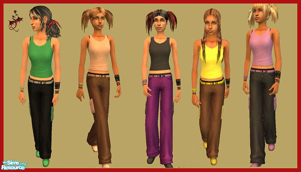 Sims 2 — Cargo Pants by cariadbach — Be comfortable in everything you do with these up to date cargo pants and vest top.