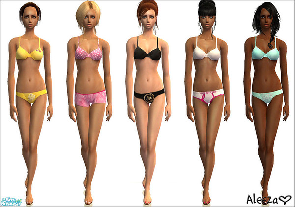 Sims 2 — Victoria\'s Secret Basic Undies by Aleeza — A set of five Victoria\'s Secret undies/PJ\'s for your adult sims.