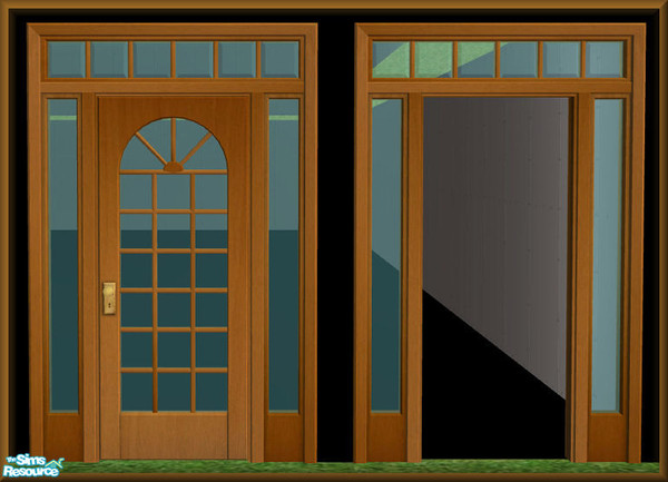 Sims 2 — NK Olivillo Build Set - Colonial Tract Door by MoMama — A classy door in a classy wood. Comes with a matching