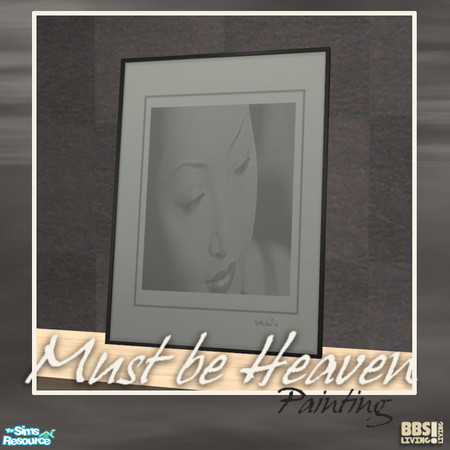 Sims 2 — Must be Heaven, Painting photoprint by BetterbeSim — A dream of a livingroom, all in off-white and light wood.