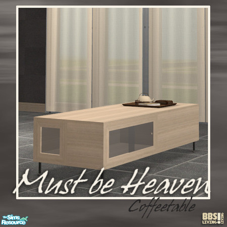 Sims 2 — Must be Heaven, Coffeetable by BetterbeSim — A dream of a livingroom, all in off-white and light wood. Recolor