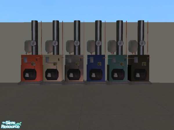 Sims 2 — Furnace by Suiryuue — Mesh file and 5 recolors. Object is purely decorative and looks great in a garage or