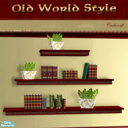 Sims 2 — Retro---Old World Style Wall Unit by Cashcraft — Recolor of my "RETRO Modern Style" set with an