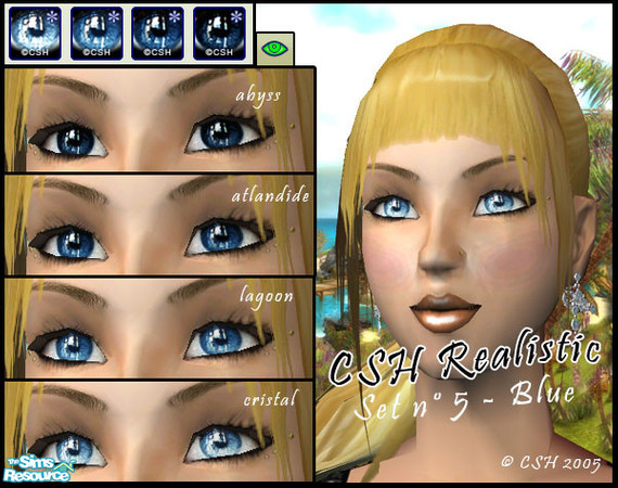Sims 2 — CSH realistic eyes set 5 blue by Fairysunlight — "And her eyes met mine for a moment I prayed would last
