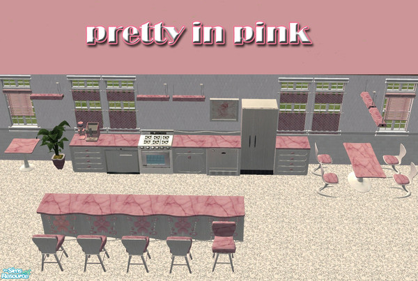 Sims 2 — Pretty In Pink by Queen_Of_The_Stone_Age — A lovely kitchen set for your pink-loving sims :) In pink marble and