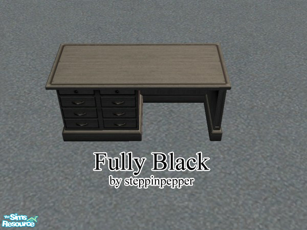 Sims 2 — Fully Black Desk by steppinpepper — Part of Fully Black Dorm set