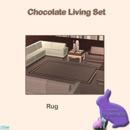 Sims 2 — Chocolate Living  Rectangular Rug by Snowbelle — A lounge and dining set including sofa, table curtains, chair,