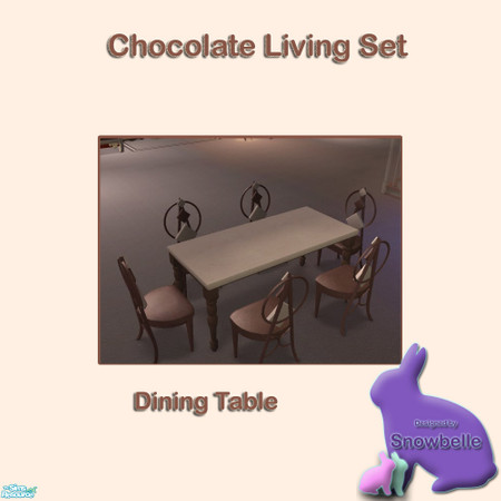 Sims 2 — Chocolate Dining Table by Snowbelle — A lounge and dining set including sofa, table curtains, chair, rugs and