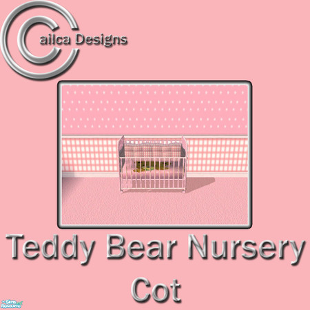 Sims 2 — Pink Teddy Bear Nursery Cot by Cailca — A co-ordinating nursery set in pink, with a Teddy Bear Motif. This room