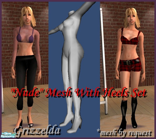 Sims 2 — "Nude" Mesh With Heels Set by Grizzelda — This is a requested mesh with two outfits to get things