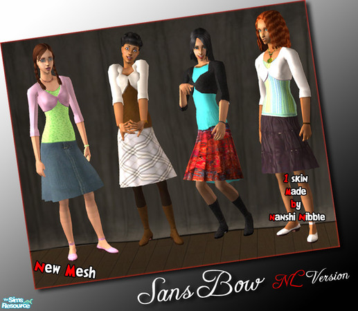 Sims 2 — Sans Bow NL version by sww — The cool skin is by nanshi_nibble, she gave me permission to upload it. the shirt