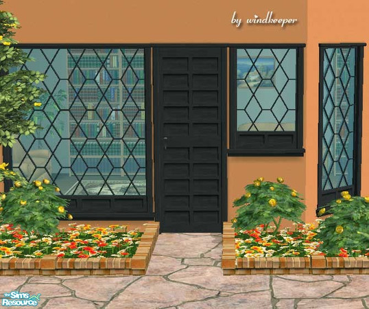 Sims 2 — Serenity set - black wood by Windkeeper — This recolor will work for all doors and windows from this set.