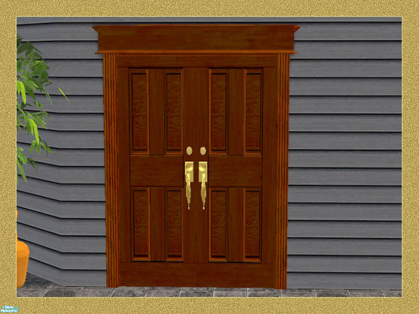 Sims 2 — Four Panel Double Doors-Mahogany by Dgandy — By request a recolor of my four panel double doors in Mahogany. You
