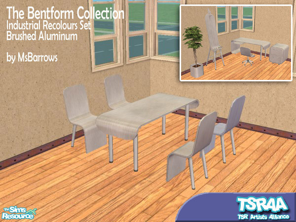 Sims 2 — Bentform - Aluminum Recolour by MsBarrows — The Bentform Collection goes hardcore, with machined finishes. Same