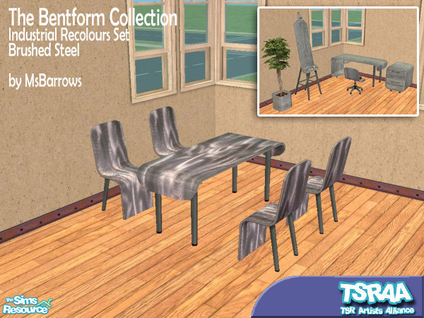 Sims 2 — Bentform - Brushed Steel Recolour by MsBarrows — The Bentform Collection goes hardcore, with machined finishes.