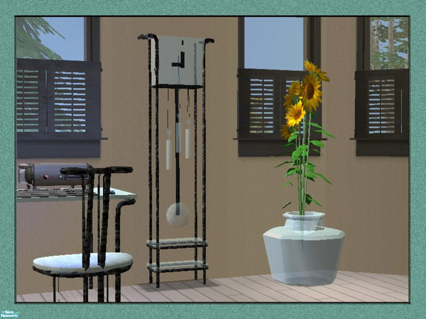 Sims 2 — Low Rise Study-Glass Clock by Dgandy — Matches the Low Rise Living Room. Set includes Desk, Chair, Chess Table,
