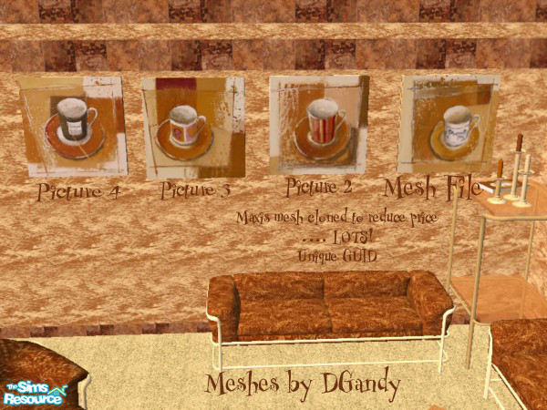 Sims 2 — Coffee Cup Cache Picture 2 by SpringwolfDecor — All the colors of coffee on your wall and in your room! Relax