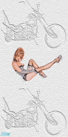 Sims 2 — TL-Biker Wall Bike & Silver Girl by TabbyLou — Bike Backgrnd Silver Girl Decals Wallpaper. TSRAA Member.