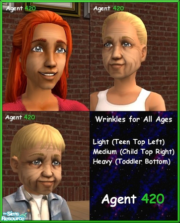Sims 2 — Wrinkles for ALL Ages by Agent420 — These are the same wrinkles as the elders get, but for all other age groups.